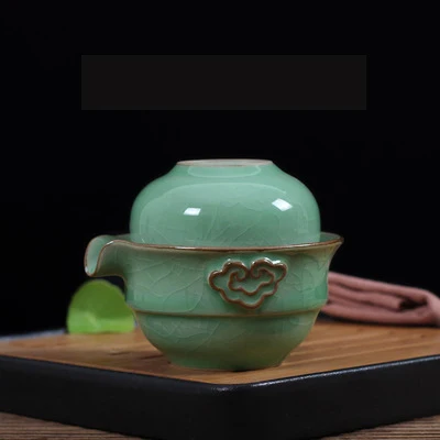 Longquan чашки чайный набор из кружка Quik горшок для захвата перемещения фарфора керамический чайный набор "Кунг-фу" легкая чайник простой чайник чашка - Цвет: A Ge Kiln