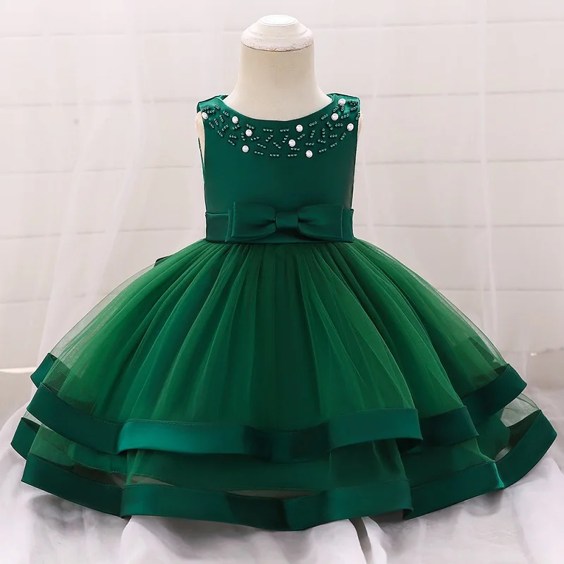 Платье для маленьких девочек; вышитая юбка с жемчугом; платье принцессы; 1 год; платье для дня рождения; платье для девочек; костюм для маленьких девочек