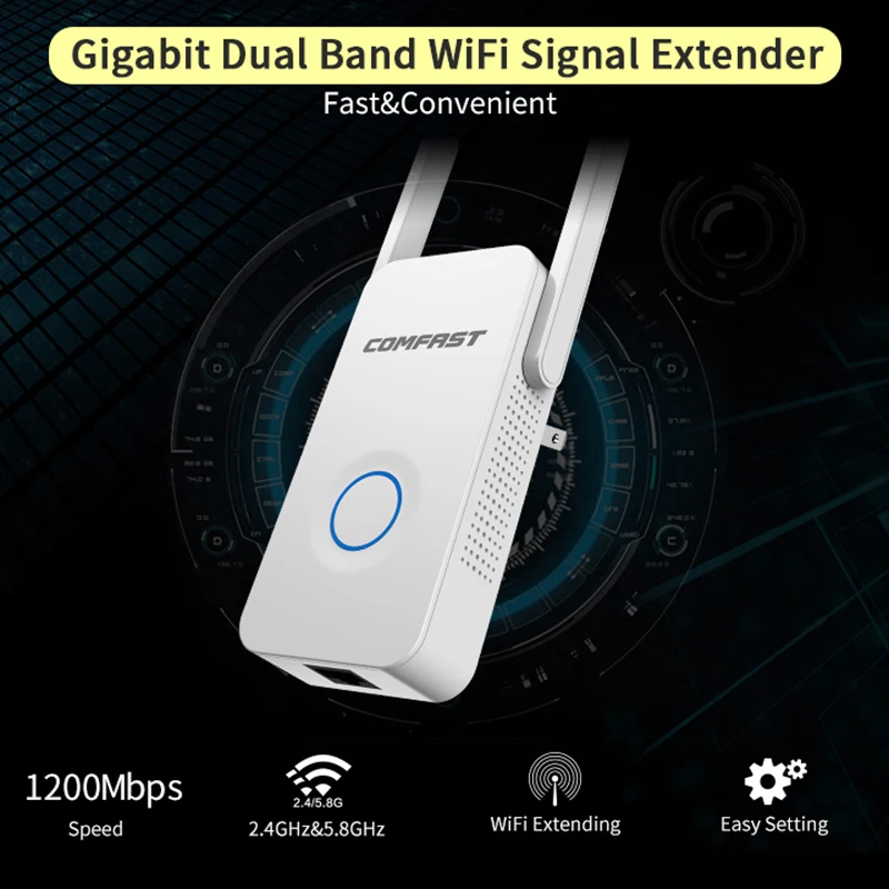 

COMFAST 1200Mbps Wifi Repeater AP Wifi Router 5.8G + 2.4G Dual Band Access Point Mini Homeplug EU US Plug CF-WR752AC P15