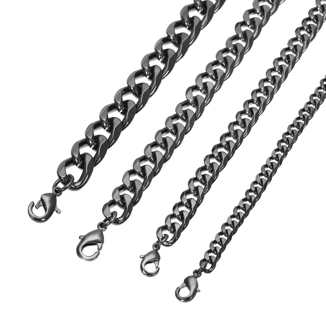 5/7/9/11mm Fashion Men Link Chain Necklace Shellhard Black Cuban Chain Men Women Jewelry Gifts Long Necklace Hip Hop Jewelry