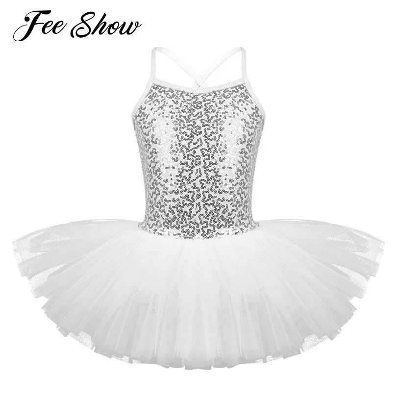 Swan Lake Ballerina Girls Ballet Dress Sequins Gymnastics Leotard Dance