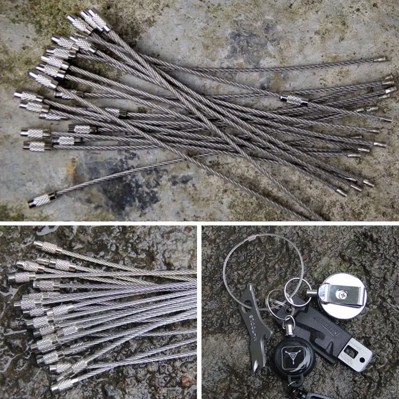 Buy 10 PCS Key Ring Stainless Steel EDC Aircraft Cable
