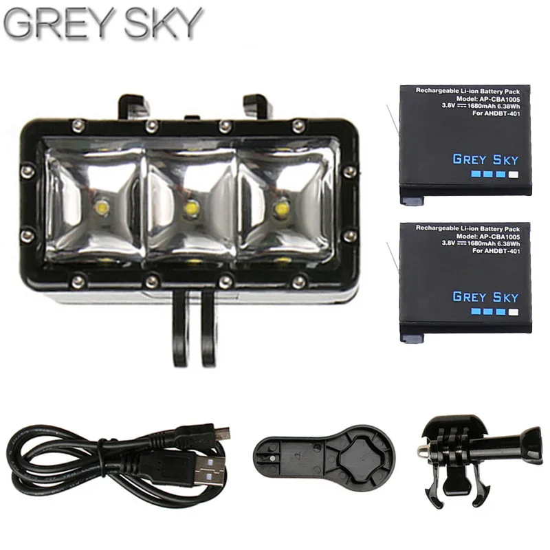 

hero4 battery Underwater Diving LED flash Light For GoPro Go pro Hero 5 4 3 SJCAM sj4000 Xiaomi Yi Accessories