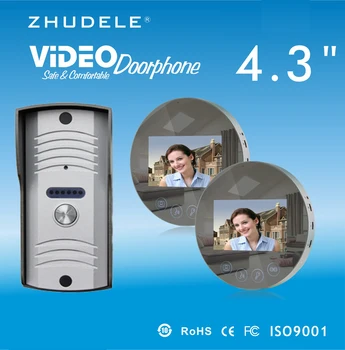 

ZHUDELE Top Quality Smart 4.3"LCD monitor Speakerphone intercom doorbell Color Video Door Phone access Control System IR Camera