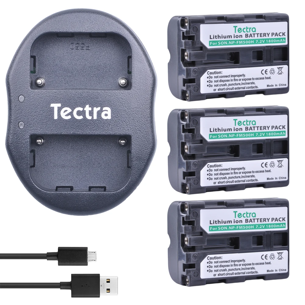 Tectra 3 шт. NP-FM500h Батарея+ USB Dual Зарядное устройство для sony A57 A65 A77 A99 A350 A550 A580 A900 A300 A900 A700 A200 a58 a560 a850