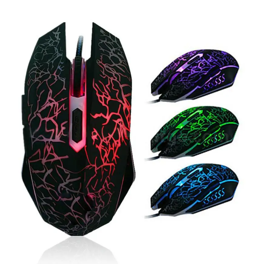 

Binmer LED Professional Colorful Backlight Wired Mouse 4000DPI Optical Gaming Mini Mice For PC Laptop 18AUG7