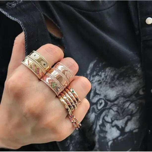 Женское кольцо с гравировкой cz evil eye Золотое широкое обручальное вечерние