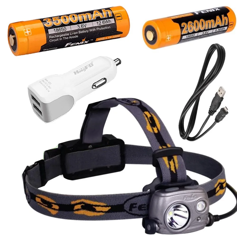 

Fenix HP25R 1000 Lumen USB rechargeable CREE LED Headlamp with 2 X Fenix 18650 rechargeable Li-ion batteries,car charger