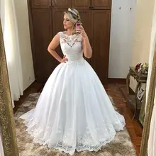 Vestido De Noiva Princesa кружевные свадебные платья без рукавов трапециевидная аппликация пуговицы сзади подвенечные Свадебные платья платье невесты