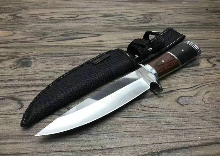 

Mengoing Wilderness Power Hunting Fixed Blade Knife 3CR13 Acid wood 0589