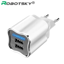 Универсальный 2 порта USB зарядное устройство светодиодный светильник адаптер питания быстрая зарядка мобильного телефона для iPhone X 8 Plus samsung Xiaomi EU/US