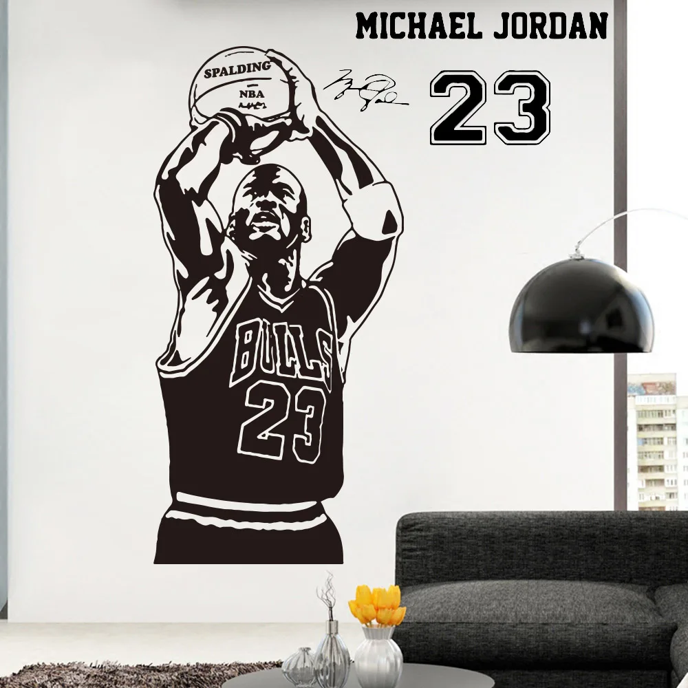 Us 479 15 Offbasketball The Shoot 23 Michael Jordan Wallpaper Home Decoration Wall Sticker For Living Room Kids Room Decoration Murals Poster In