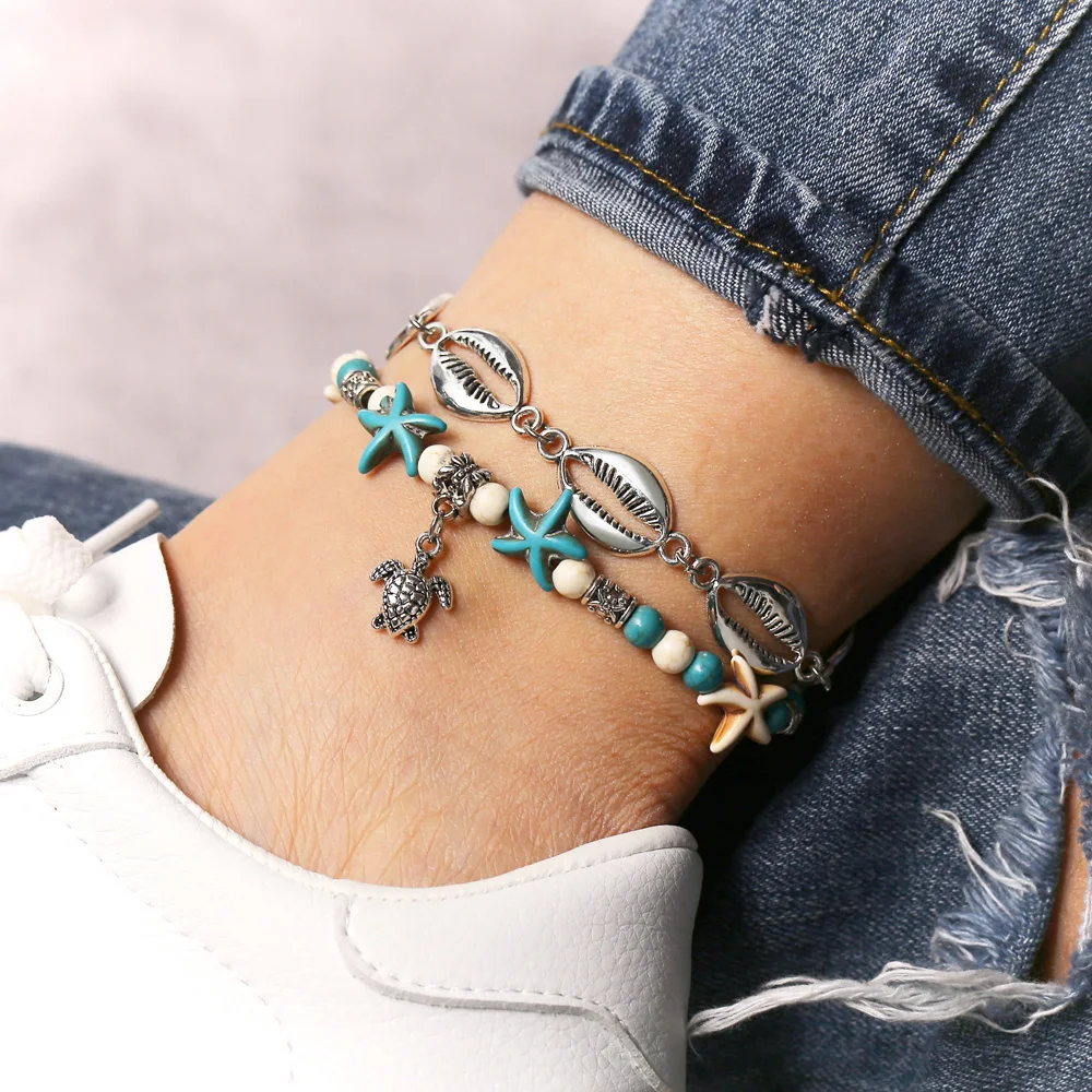 

Bohemia Anklet Style Star Anklet Fashion Multilayer Bracelet On The Leg Silver Color Charm Chain Ankle Bracelet For Women Men