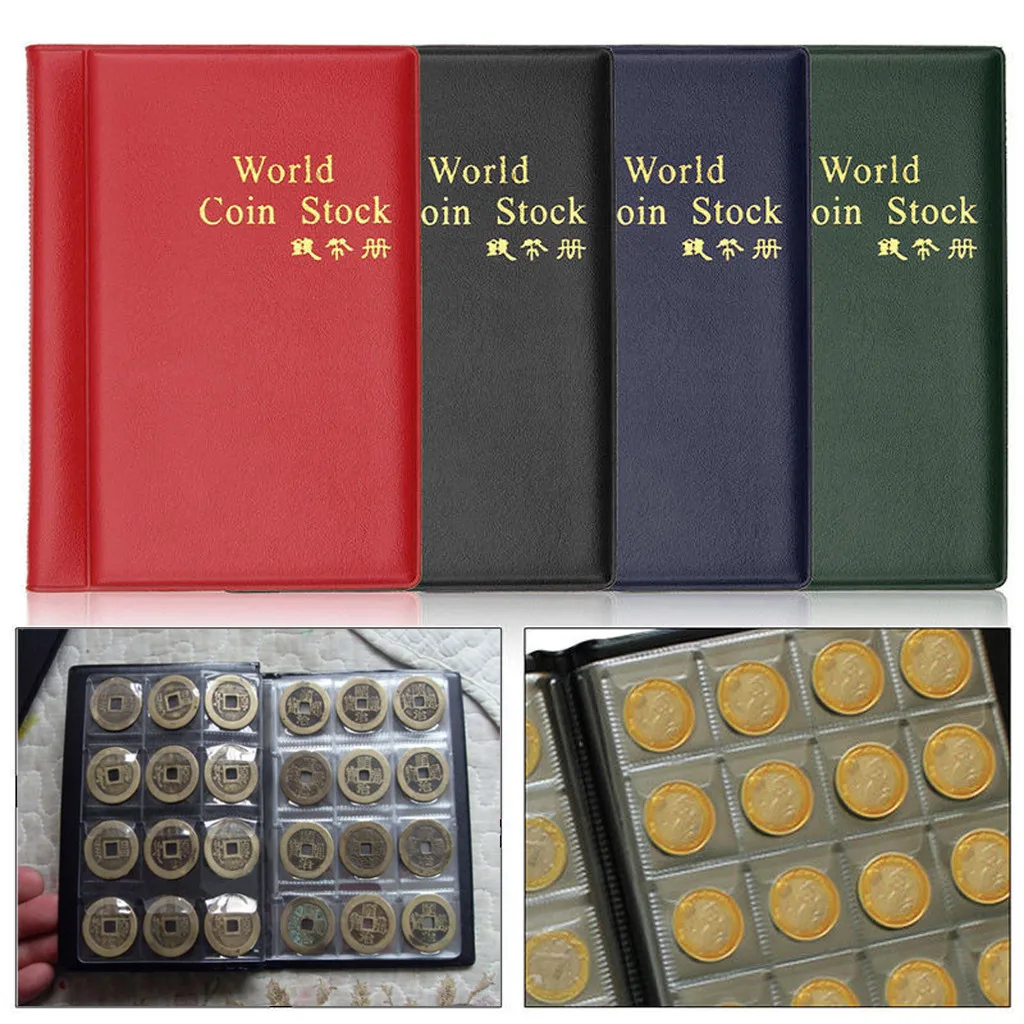 10 Pages Coin Book Mini Size 120 Pockets Coin Album Book Money Collecting Holder for Money Collectors Exhibition red Coin Collection Book 