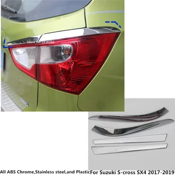 

For Suzuki S-Cross Scross SX4 2017 2018 2019 2020 Car Rear Tail Eyebrow Light Lamp Detector Frame Stick Styling ABS Chrome 4pcs