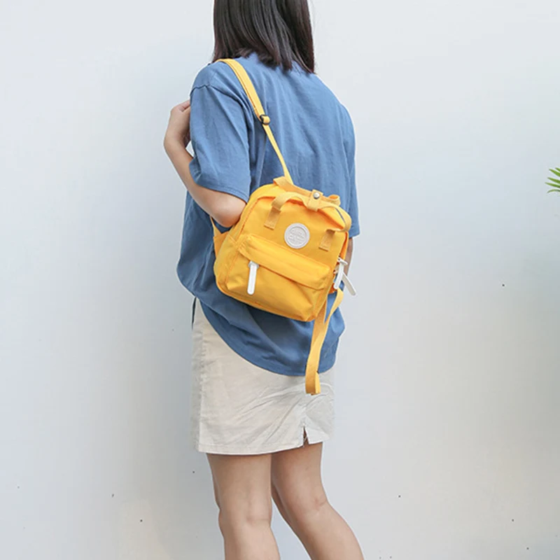 

New Fashion Lady Backpack Teenager Girls Cute Satchel Candy Color Shoulder School Bags Canvas Patchwork Macaron Mini Backpacks