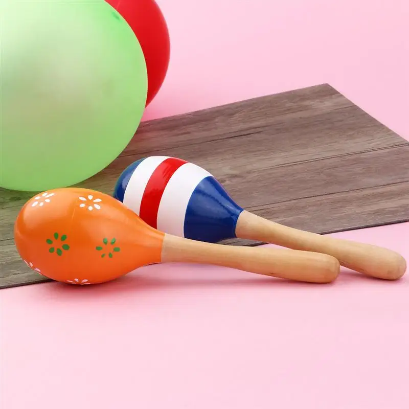 TINKSKY 2 шт. 20 см забавные для детей деревянные маракасы погремушка шейкеры музыкальное образование игрушки(случайный цвет и узор