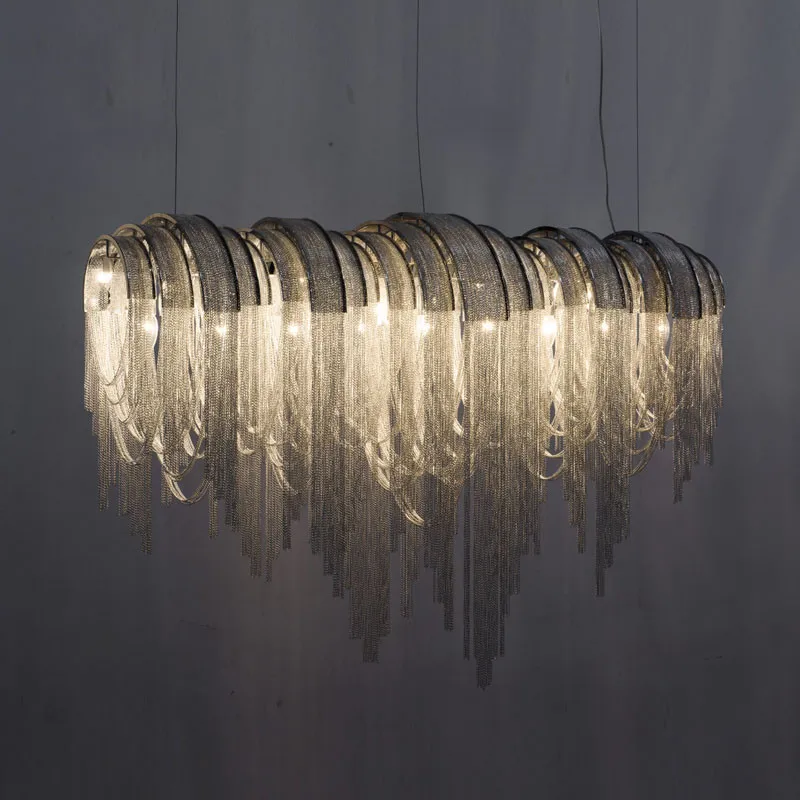 

Luxury LED Tassel Pendant Lamp Aluminum Chain Modern Pendant Lamp Suspension Light Fixture For Dinning Room Hotel Home Lamp B187
