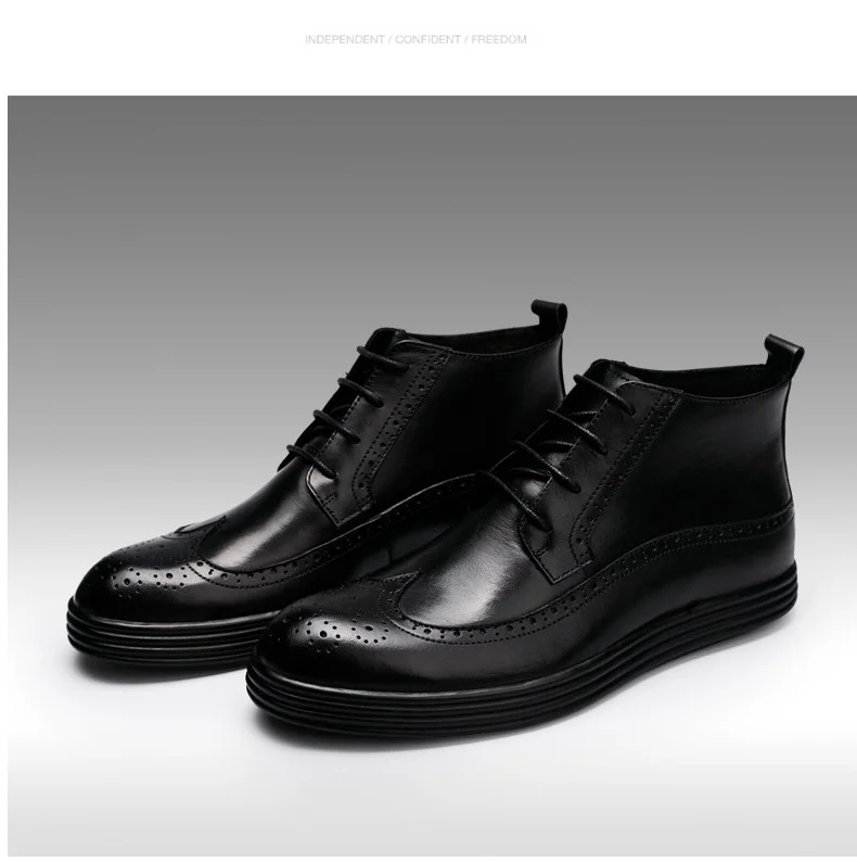 MYCOLEN зимние сапоги ручной работы, удобные Баллок Мужские ботинки на шнуровке черный Для мужчин Повседневное Осенняя мужская обувь кожаные