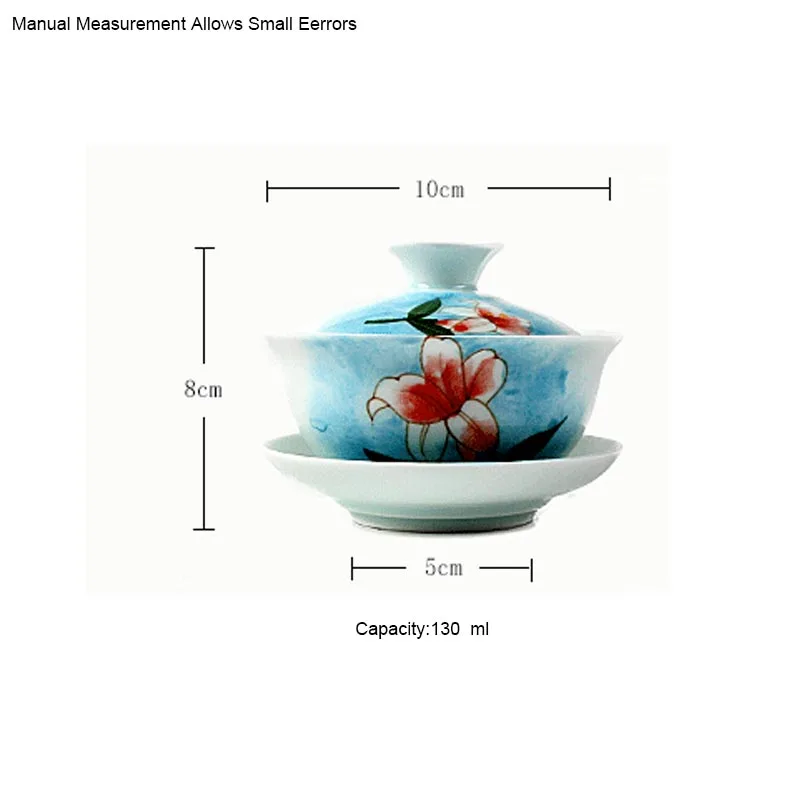 130 мл Longquan Celadon ручная роспись Lotus Gaiwan керамическая фарфоровая чашка для чая чаша