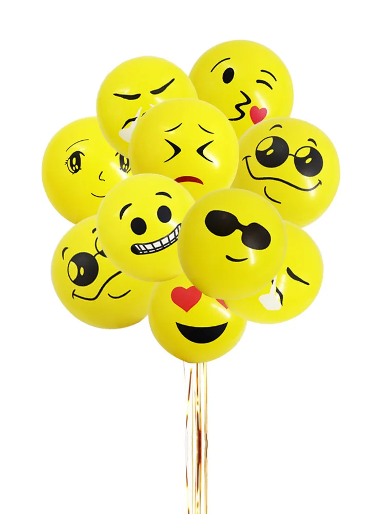 

10pcs 12inch Emoji Balloon Latex Smiley Face Expression Wedding Inflatable Balloons Decorate Yellow Latex Balloon Party Cartoon