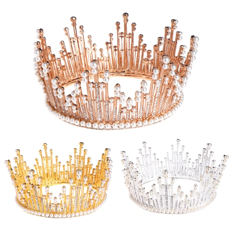 

Free shipping Free shipping Bride Wedding Crown Jewelry Hair Accessories Full Circle Tiara Alloy Faux Pearl Dec16 -W128