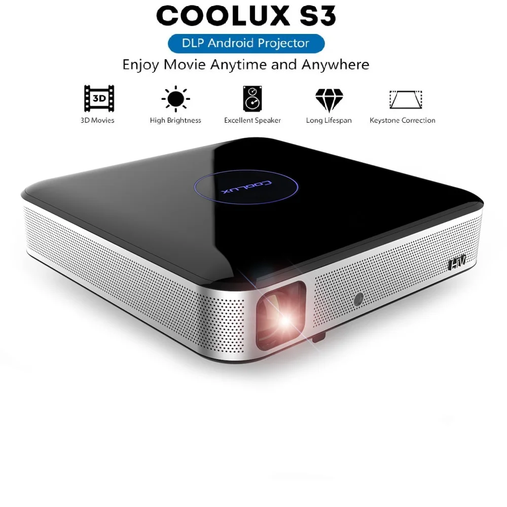 

COOLUX S3 Pro DLP Projector 3D Bluetooth 1100 ANSI 1280 x 800P Support 4K 2.4 / 5GHz WiFi Bluetooth 4.0 Home Theater Player