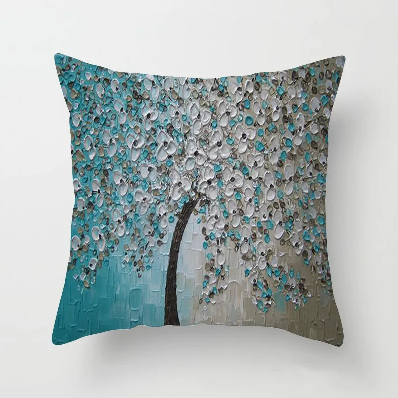Oil Painting Three dimensional Tree Flower Sofa Cushion Pillow Pillow