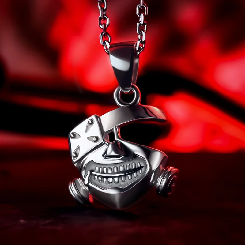 

2018 Japan Anime Tokyo Ghoul Necklace Pendant 925 Silver Jewelry Cute Rabbit Mask Kaneki Ken Mask Necklace for Women Men Gift