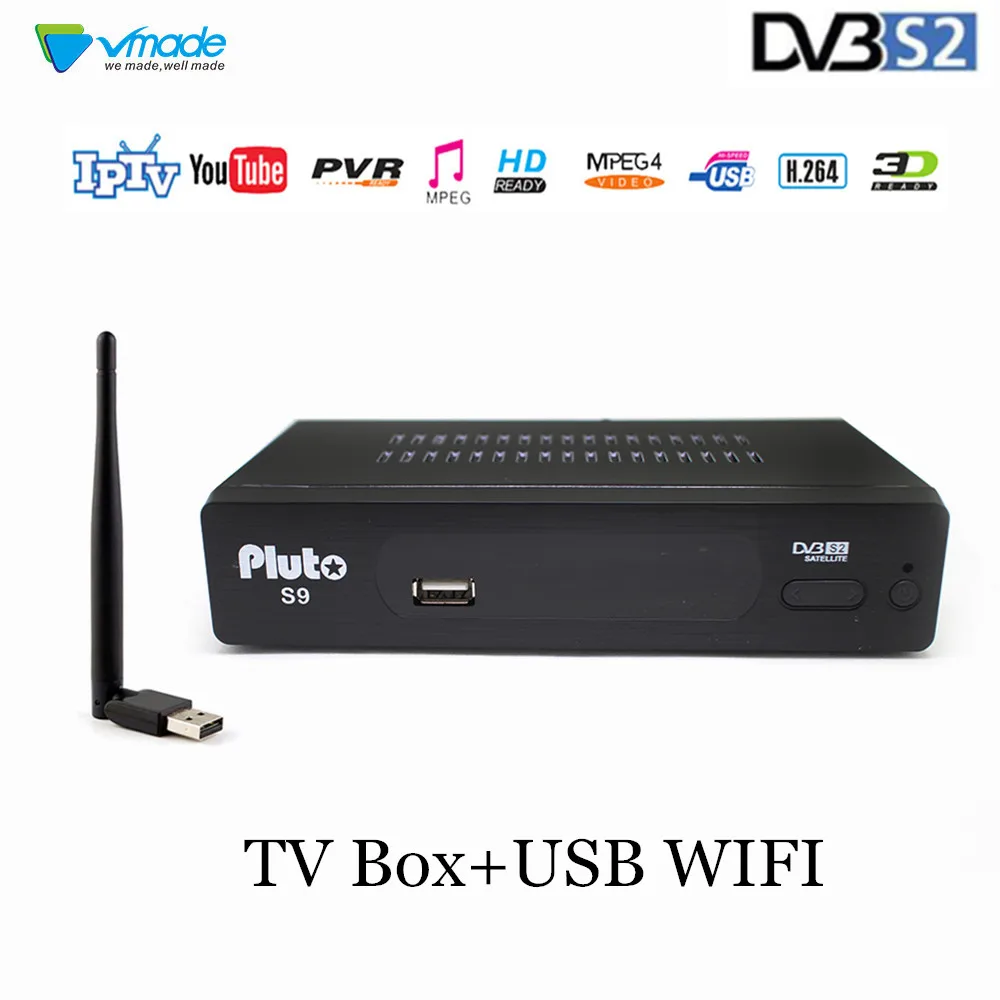 

Vmade Fully HD Digital DVB S2 Satellite TV Receiver Tuner Support CCCAM YouTube H.264 MPEG-4 DVB S2 Set Top Box + USB WIFI 7601