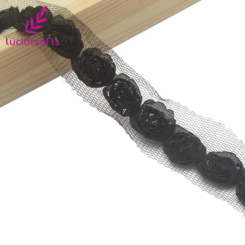 

SALE! 1yard/lot 1.5cm Black Wide Chiffon Lace,Flower trim Lace Crafts DIY Garment Sewing Handmade Materials R0209