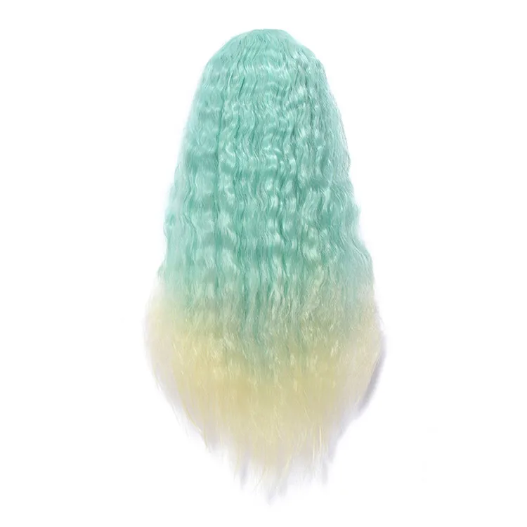 L-email парик 70 см/27,5 дюйма длинные женские парики градиентные цвета кудрявые высокотемпературные волокна синтетические волосы Perucas Косплей парик - Цвет: Green Mix Beige