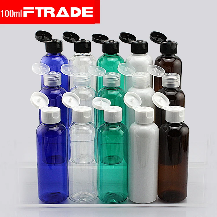 

(10pcs/lot)100ml shampoo plastic travel bottles with flip top cap,refillable travel shampoo packaging PET bottles