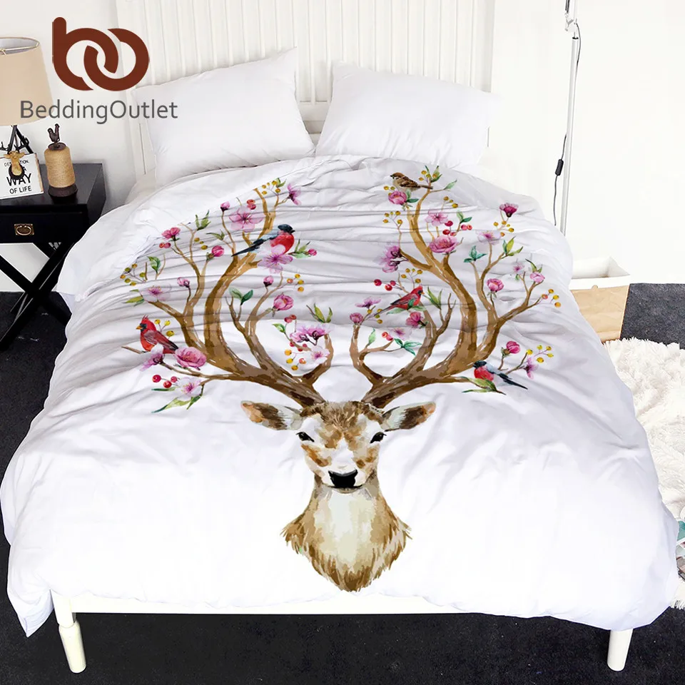 

BeddingOutlet Elk Duvet Cover King Size Floral Moose Bed Cover Animal Reindeer Home Textile for Kids 220x240cm Bedclothes 1pc