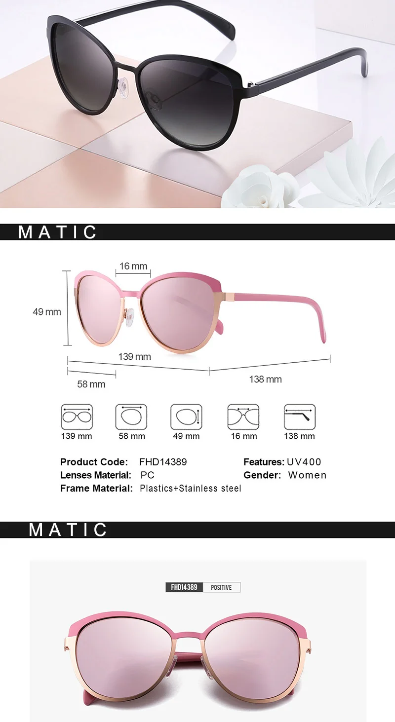MATIC Ретро авиации фара дальнего света, солнцезащитные очки для женщин Высокое качество Винтаж женские макияжные очки коричневые золотые металлические оправы Солнцезащитные очки