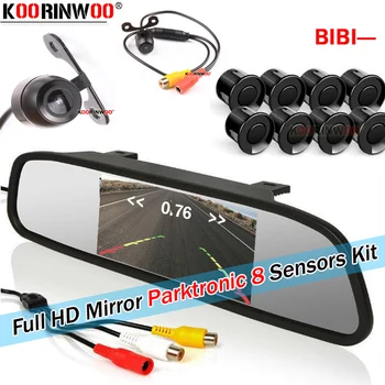 

Koorinwoo 4 IN 1 Parking sensors for car parktronic reverse sensor TFT LCD Monitor with Camera Backup Metal blind spot detection