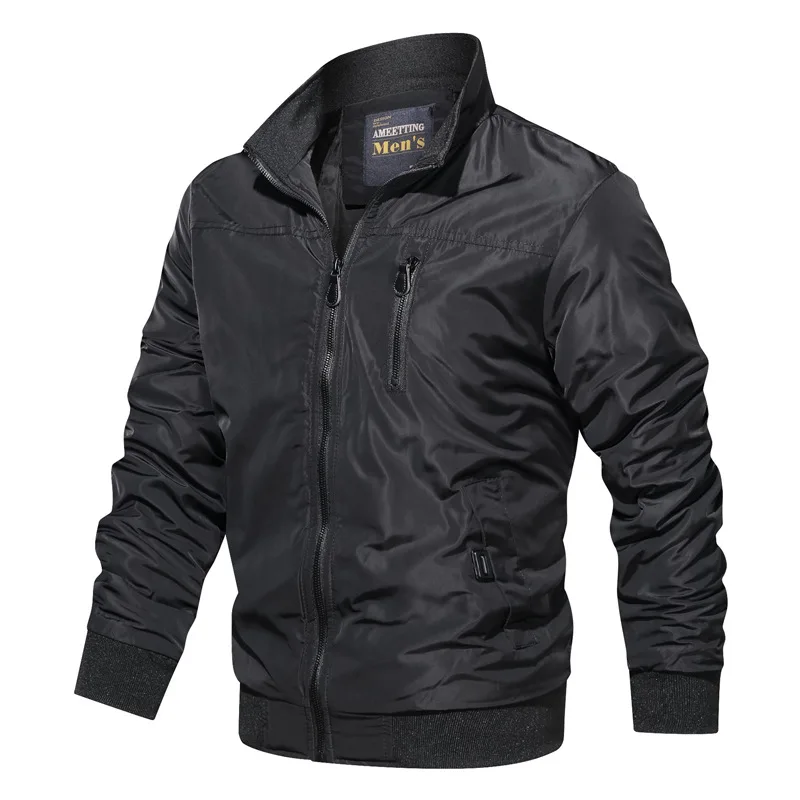 LBL осенняя куртка-бомбер в стиле милитари, мужская приталенная куртка, зимняя повседневная мужская куртка, однотонная верхняя одежда, пальто на молнии, мужской спортивный костюм, ветрозащитный - Цвет: MG9032 Black