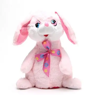 Kawaii голубой/розовый Детские Вещи плюшевый Игрушечный Кролик электронный питомец подвесная кукла уши Танцы пение детей Интерактивные мягкие в подарок A089 - Цвет: pink
