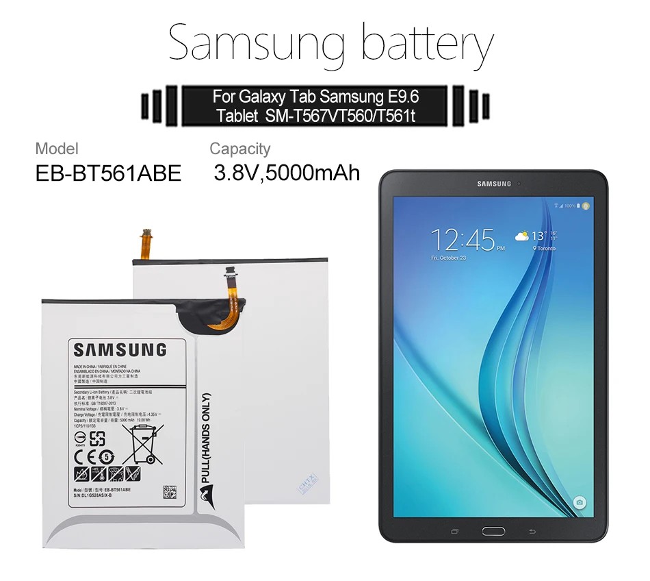 Samsung планшетный аккумулятор EB-BT561ABE 5000 мАч для samsung GALAXY Tab E T560 T561 SM-T560 Сменные Аккумуляторы+ Инструменты