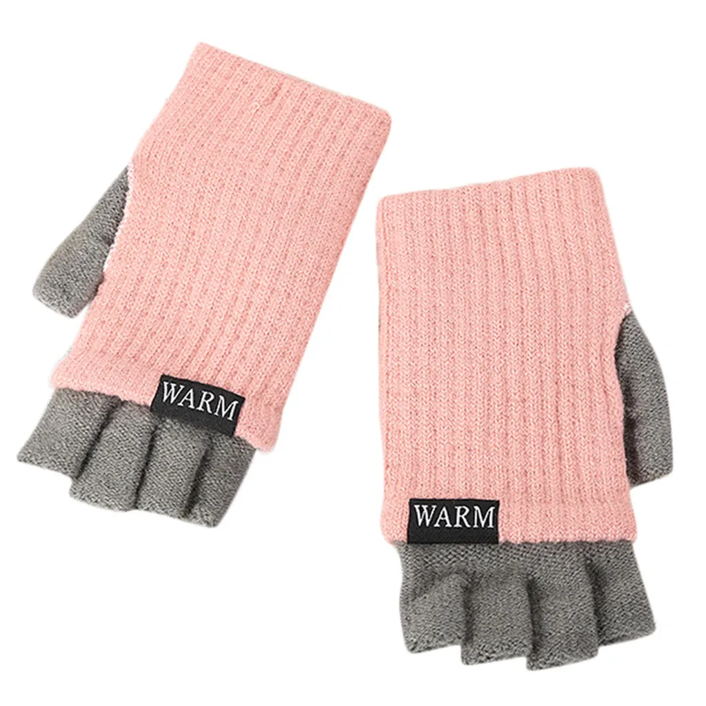 2019 новые женские разноцветные зимние перчатки с полпальца, мягкие теплые варежки 1217