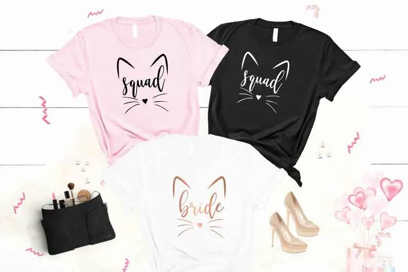 

Sugarbaby Cat Bachelorette Party Shirts Cat Bride Squad Wedding Clothing Bachelorette Party Shirts Funny Bachelorette Party tops