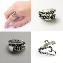2017 Cool Unisex Vintage Alloy Gothic Screw HAKUNA MATATA Deep Sea Animal Squid Octopus Tentacle Finger Open Ring Jewelry