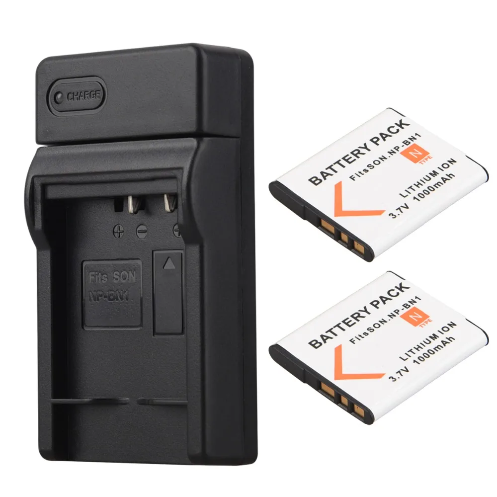 2pcs 1000mAh NP BN1 NP BN1 NPBN1 Digital Camera Battery Battery + USB