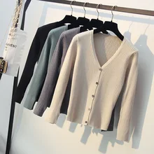 Knitted Cardigan V Neck Single Breasted Knit Sweater Women Solid Korean Fashion Spring Casual Front Button Knitwear Outerwear Knitted Cardigan V Neck Single Breasted Knit Sweater Women Solid Korean Fashion Spring Casual Front Button Knitwear Outerwear