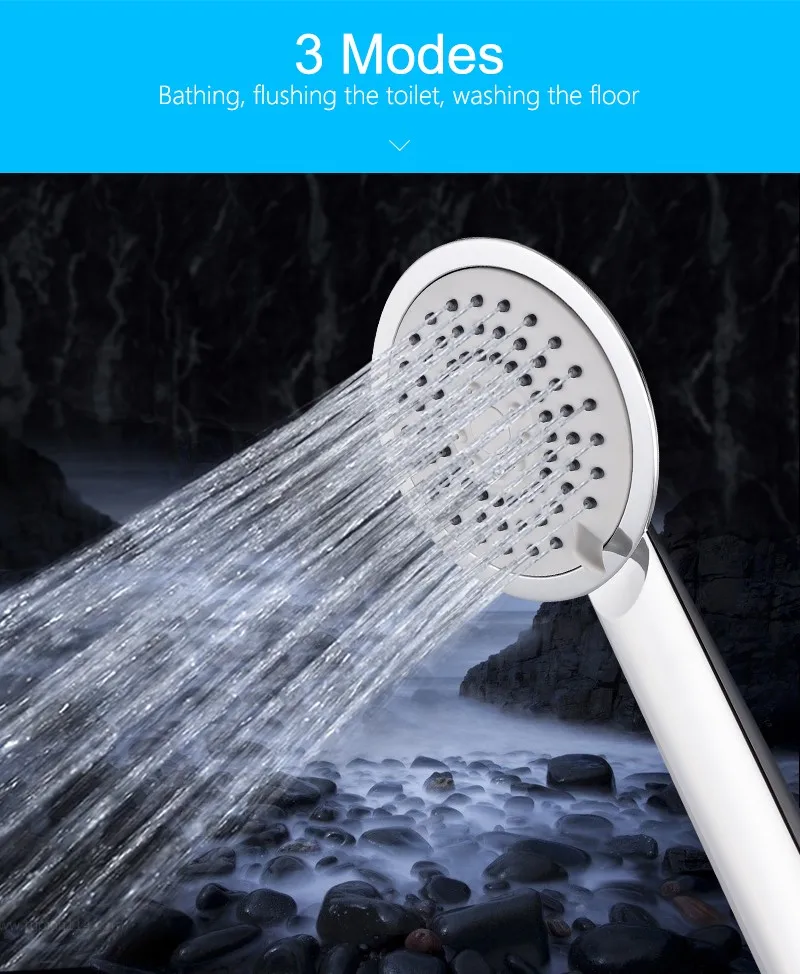 Hand Shower Head,3 Function Chuveiro Douchekop,Mist Showerheads,Multi-Function Three Water Round Handheld Shower Sprayer (4)