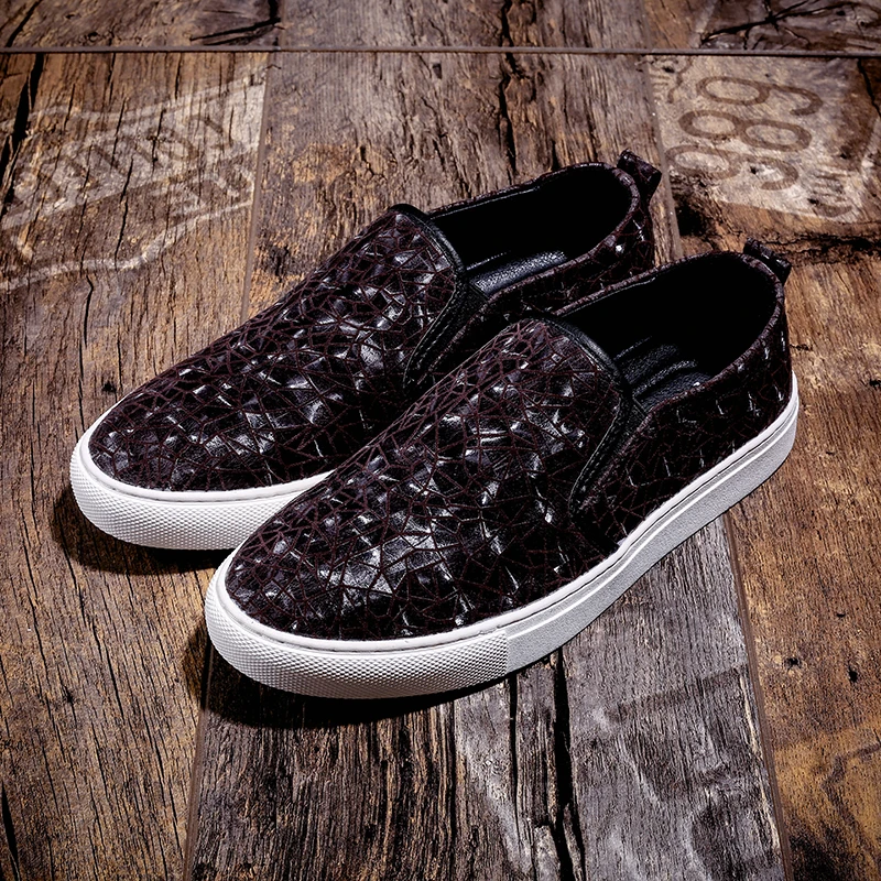 

Spring Autumn Men Fashion Leather Sneakers Designer Young Casual Slip On Shoe Top Quality Leather Shoes For Mens Black Loafers