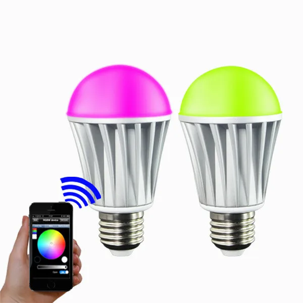 

AC100V-240V E27 7.5W led Bluetooth Smart led bulb RGBW full color changing dimmable Wireless bulbs for phone ipad IOS Android