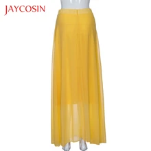 JAYCOSIN шифон стрейч Высокая талия Макси платье для женщин расклешенное плиссированное платье с коротким и широким подолом длинные юбка весна-лето сезон