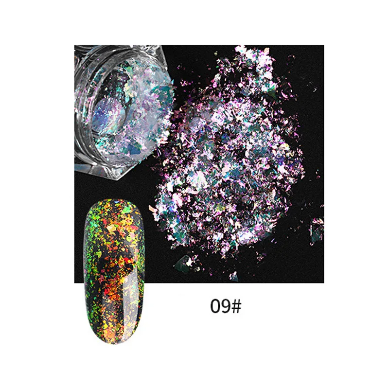 Nail Glitter Sequins Powder Holographic Spangles 3D Nail Art Decoration MH88 - Цвет: as picture