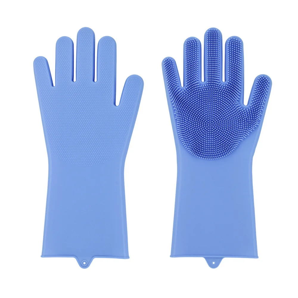 MOSEKO Волшебные силиконовые моющиеся перчатки для посуды кухонные аксессуары перчатки для мытья посуды бытовые инструменты для чистки автомобиля щетка для домашних животных - Цвет: Blue